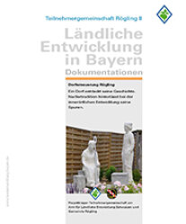 Die Dokumentation zur Dorferneuerung Rögling zeigt 2 Nadlerfiguren, stehend und sitzend.